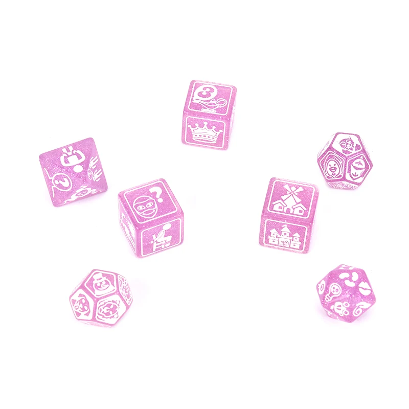 7Pcs Dice Party Story Cubes For Game Story Time Dice Polyhedral Multi Sided Acrylic Dice Set