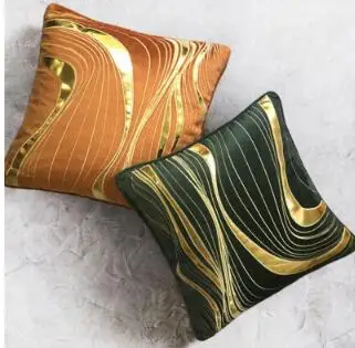 

Modern light luxury gold veneer embroidery 45x45 cm soft sample room decoration cushion cover