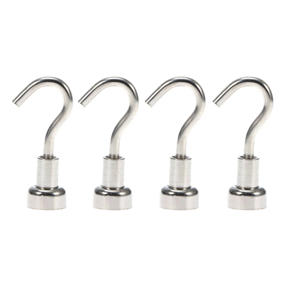 

4pcs Magnetic Hooks Powerful Heavy Duty Neodymium Magnet Refrigerator Surfaces Not Scratch FEA889