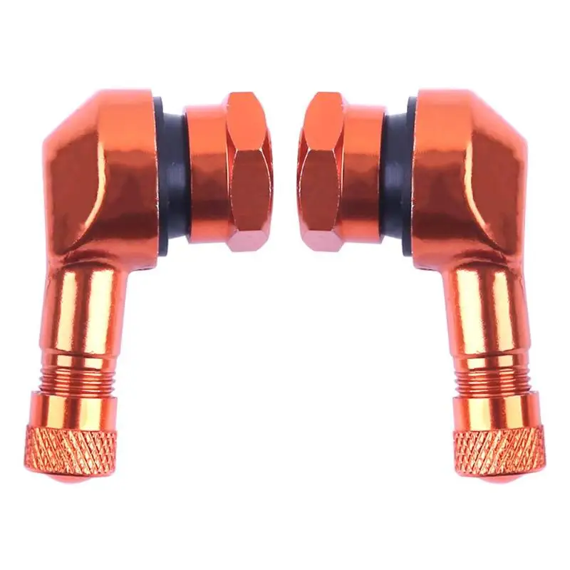 2шт 90 ° CNC алюминиевый мотоцикл 11,3 мм обод шины клапанные стебли - Цвет: Orange