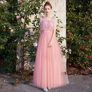 

Bridesmaid Dresses Embroidery Crepe Wedding Guest Dress V-Neck Full Sleeve Vestidos Strapless Ankle-Length Formal Gowns R068