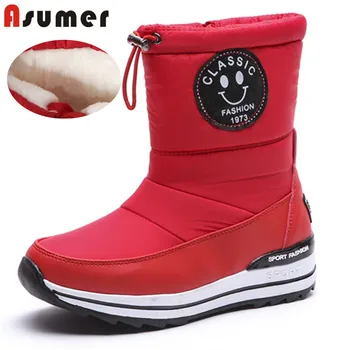 

ASUMER 2020 newest snow boots women winter shoes round toe down Waterproof non-slip flat platform boots woman casual shoes
