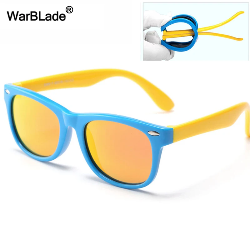 WarBLade Colorful Kids Sun Glasses TR90 Girls Boy Polarized Sunglasses Silicone Flexible Baby Children UV400 Mirror Eyewear for kids sunglasses,children sunglasses