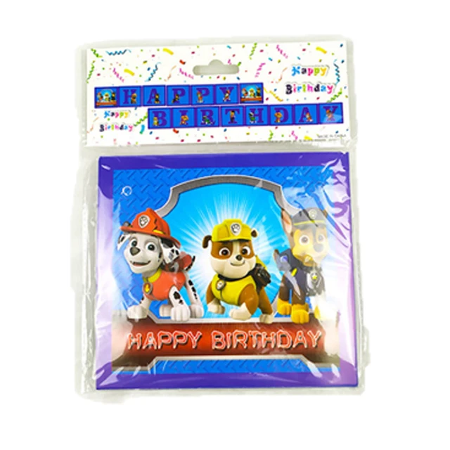 Paw Patrol Birthday Party Balloons Toy Birthday Banner For Kids Boys Girls Party Decoration Paper Cup Plate Tableware Supplies Letter pull flag