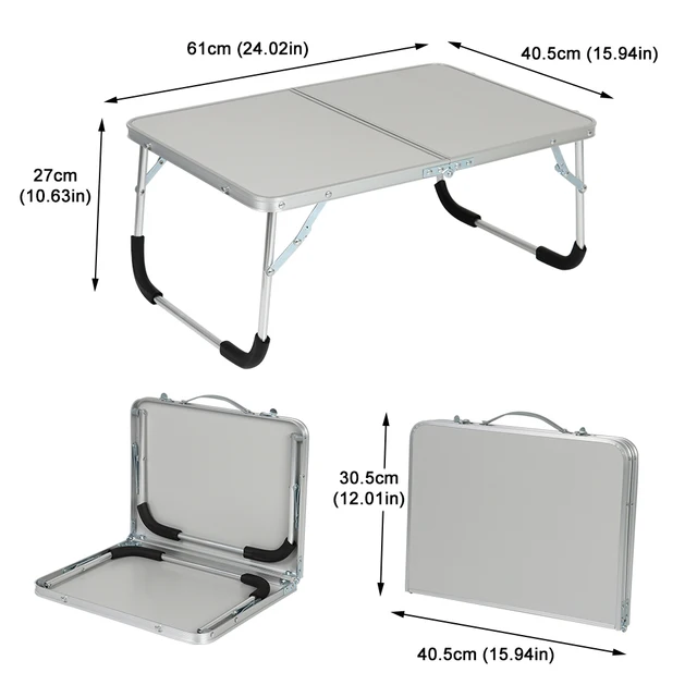 Portable Outdoor Folding Table Camping Picnic Aluminium Alloy Laptop Desk Computer Table Water Durable proof Ultra-light Silver