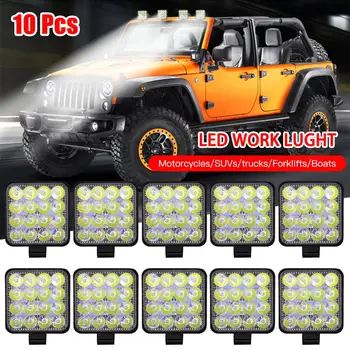 

10 PCS 48W 16LED Work Light Flood Beam Bar Car SUV ATV Off-Road Driving Fog Lamps Bracket Square Bright LED Spotlight Work Light