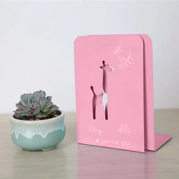 

2pcs Office Metal School Cute Support Desktop Organizer Book Stand Home Shelf Bookends Holder Out Thickened Cartoon Deer