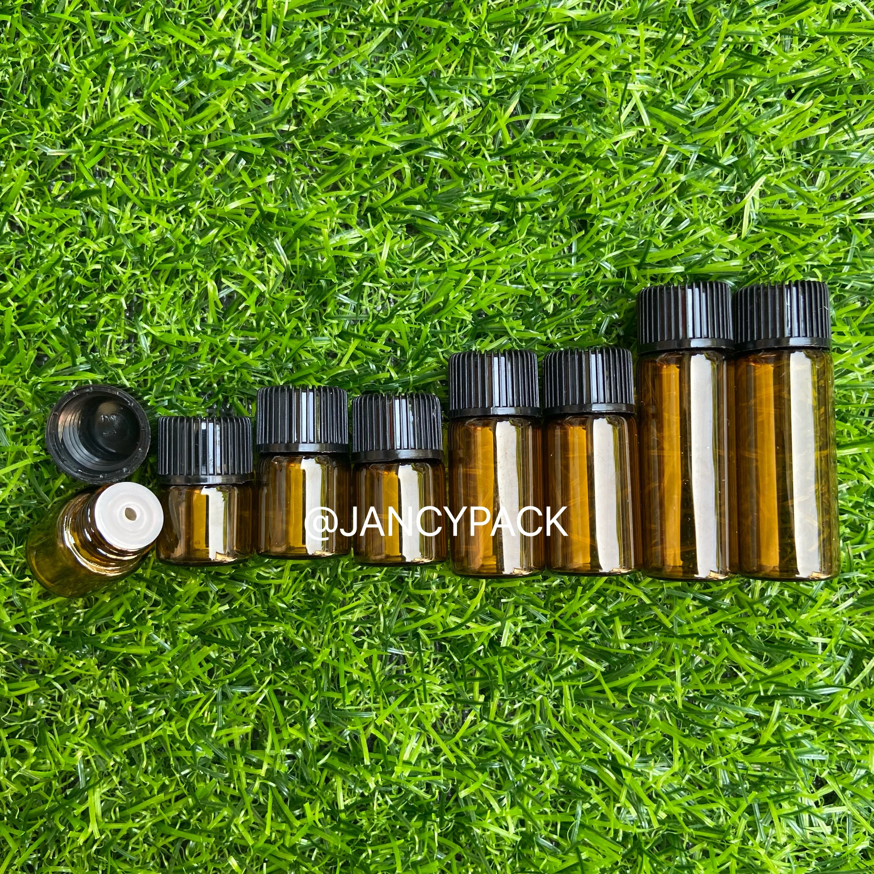 

100Pcs 1ml 2ml 3ml 5ml Mini Essential Oil Bottles with Orifice Reducer Small Amber Perfume Oil Vials Sample Test Bottle