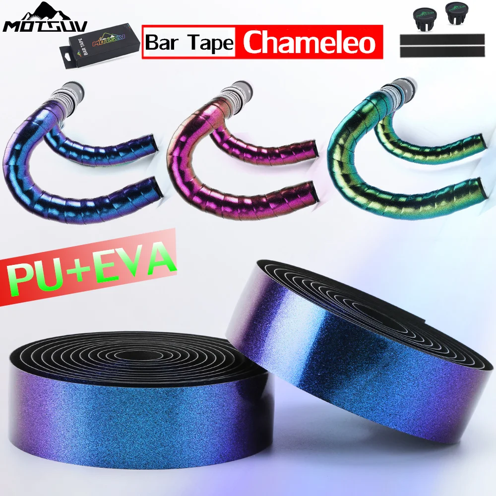 

MOTSUV Chameleo Color Professional Cycling Road Bike bar Tape TOP Quality EVA PU Bicycle Handlebar Tape Soft Anti-Vibration Wrap