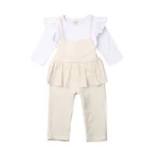 Детская футболка с длинными рукавами для маленьких девочек 1-4 лет+ штаны, комплект одежды, комбинезон, одежда