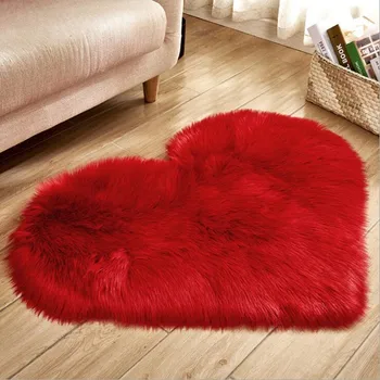 

Artificial Sheepskin Plain Fluffy Rug Soft Home faux wool Carpet Love Heart Rugs Bedroom Blanket Mat For Kids Living Room Tapis