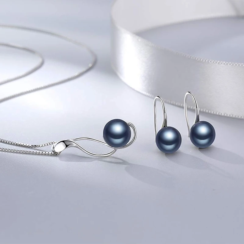 Dainashi, элегантный, 925 пробы, серебряный, АААА, ювелирный набор из пресноводного культивированного жемчуга, 8-9 мм, жемчужная подвеска, ожерелье, комплект жемчужных серег