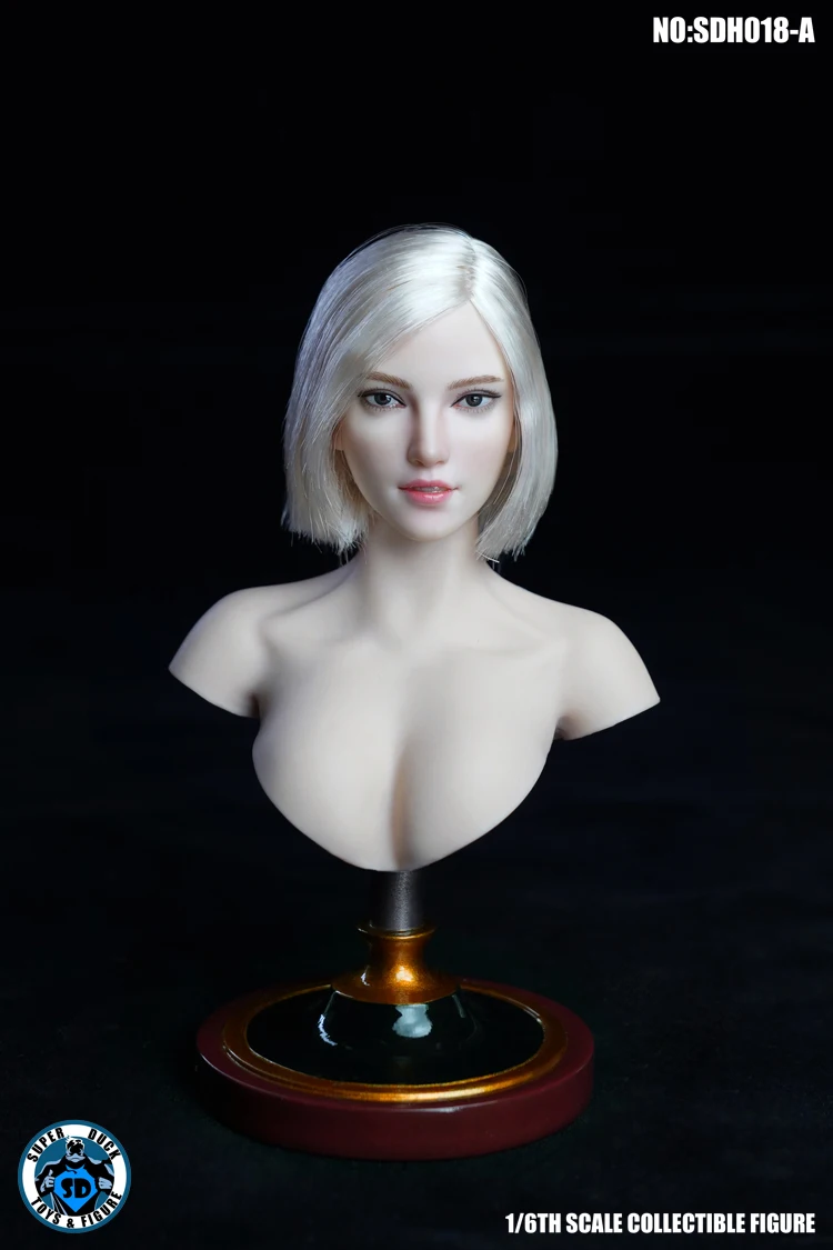 Супер утка 1/6 SDH018 красивая девушка женская голова скульппт белые короткие волосы длинные светлые волосы голова для бледного женского тела