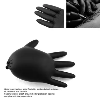 

100pcs Black Nitrile Gloves for Tattooing Disposable Latex Powder Free Exam Tattoos Piercing Gloves Tattoo Accessories