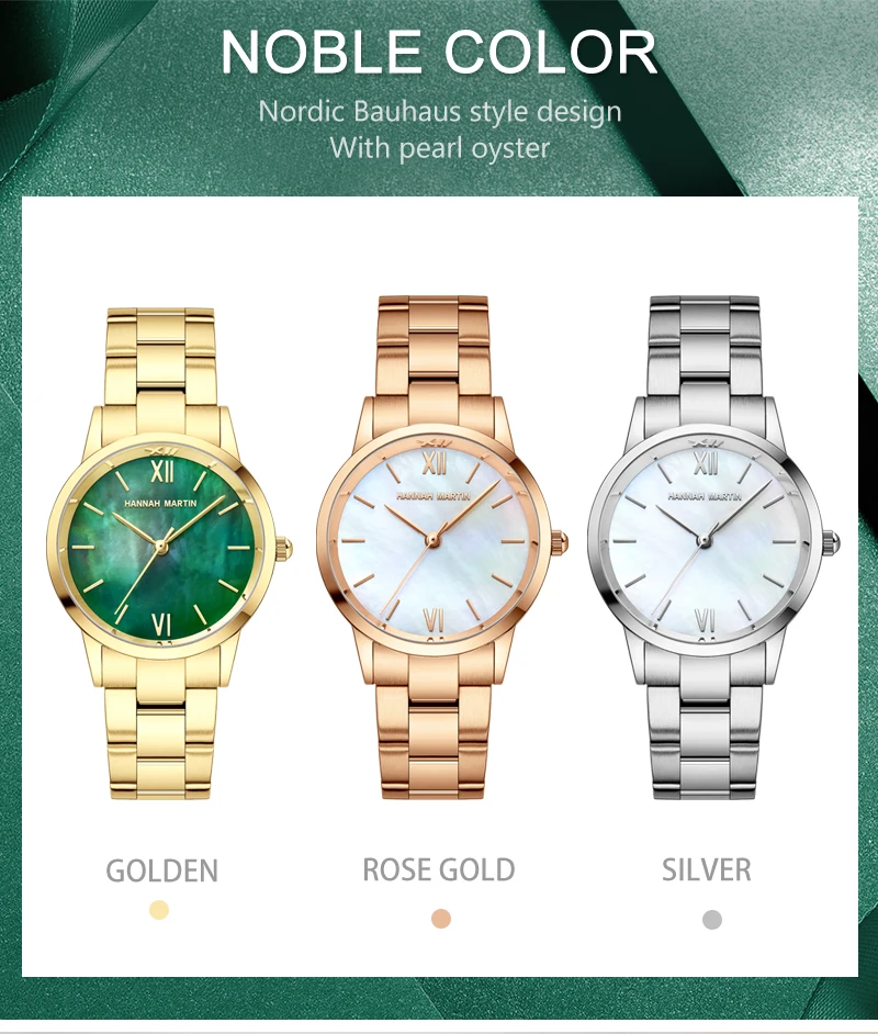 2021 NEW Japan Quartz Pearl Oyster Jade Stone White Shell Waterproof Ladies Full Stainless Steel Classic Wrist Watches for Women