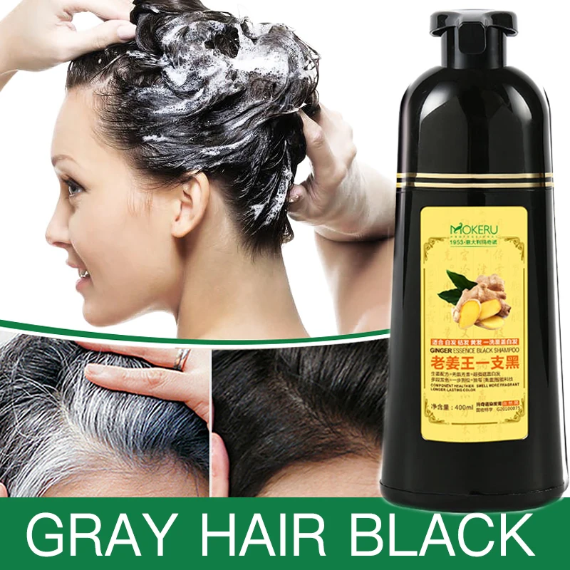 Mokeru 1pc Ginger shampoo Herbal Non Allergic Natural Fast Blacking Gray Hair Dye Black Shampoo Dye For White Hair Coloring