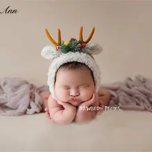 Jane Z Ann новорожденный реквизит для фотосессии 2 цвета младенец олень красивое кружево кроше ручная работа шляпа рождество студия стрельба аксессуары