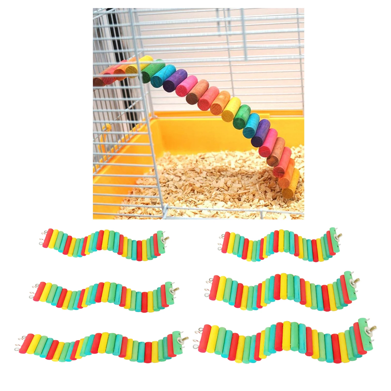 Bird Parrot Suspension Bridge Swing Stand Perch Cage Hanging Toys Small Animal Mice Squirrel Swing Rack Accessories