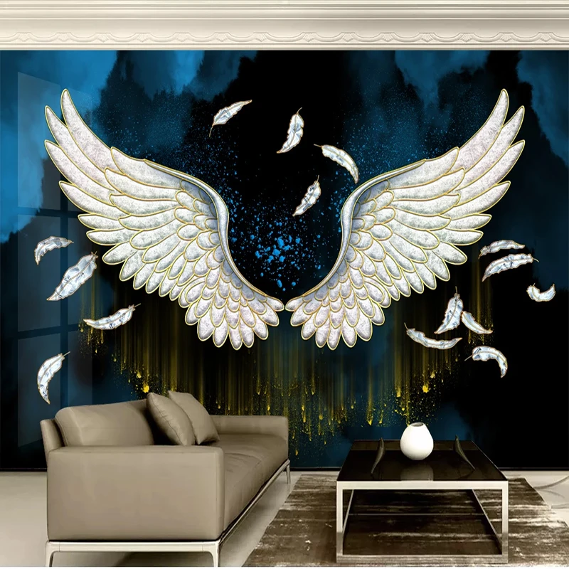 Custom Wall Cloth European feather with white wings Photo Wall Murals Waterproof Wallpaper Living Room TV Home Decor 3D Fresco mediterranean nordic wallpaper with architecture buildings 3d papeete cuts scandinavian
