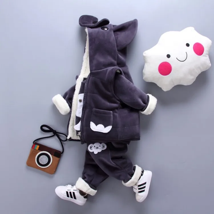 

Childrenswear Baby Girls 1-3 Years Old 18 Winter New Velvet Elephant Brushed And Thick 3 Pieces Korean-style Fashion
