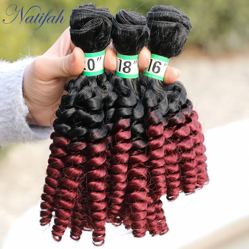 Natifah весенние кудрявые вьющиеся волосы бразильские синтетические волосы волнистые Пряди 16-20 дюймов 1 3 4 пряди 9 видов цветов