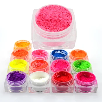 

13 Colors/Sets Hot Neon Pigment Powder Gradient Effect Nail Art Glitter Dust Fluorescent Fine Sequin DIY Full Tips TRYE01-13