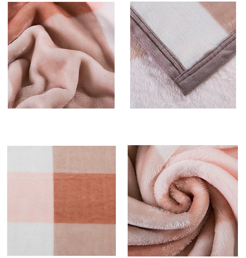 Winter Thick Coral Fleece Blanket Bedding Plaid Stripe Star Print Flannel Blankets Koc King Queen Size Bed Cover Cobertor M006