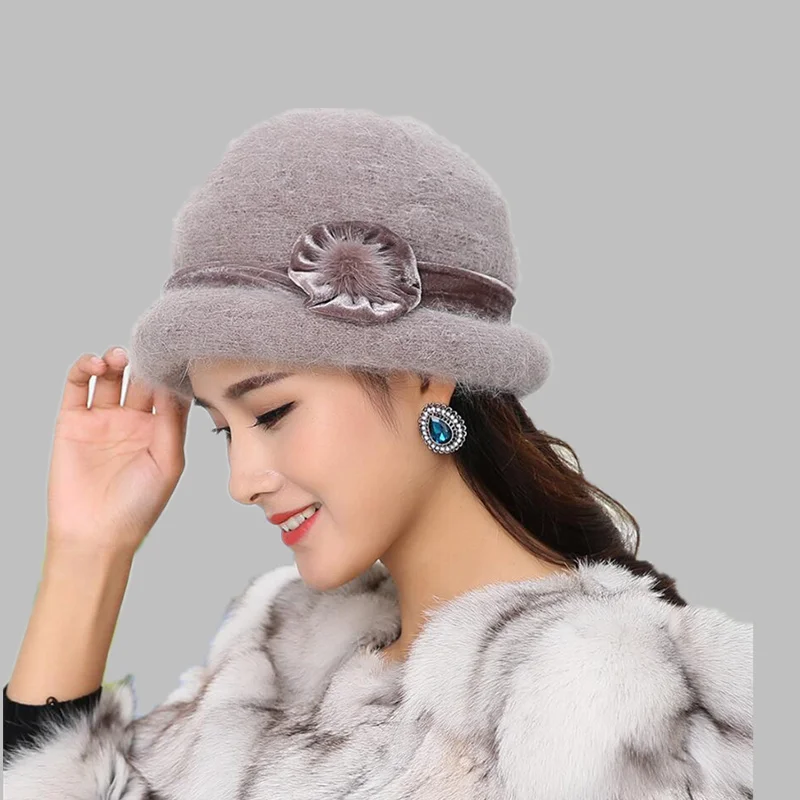 Шерстяная женская шляпа с бантом зимняя верблюжья шляпа с круглыми шляпками 1920s винтажная Цветочная Модная элегантная теплая шляпа для девочек
