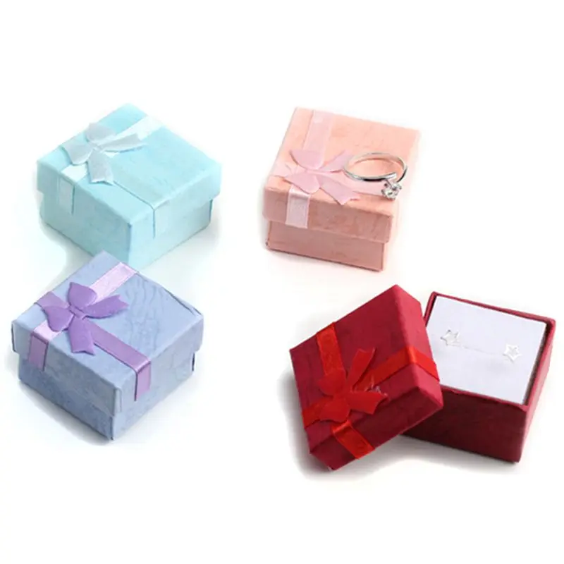 

4pcs 4 x 4 cm High Quality Jewelry Organizer Box Rings Storage Box Small Gift Box For Rings Earrings 4 Colors