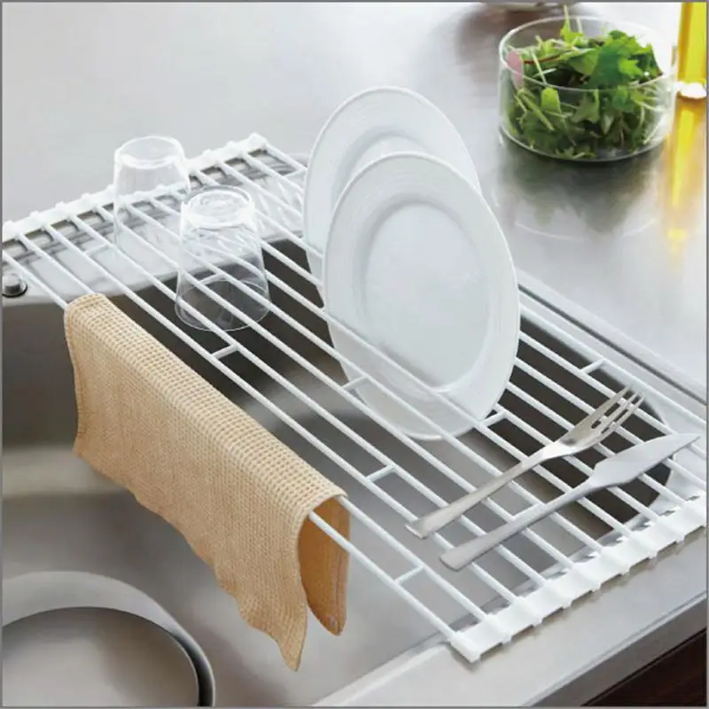 Многоцелевой рулонный стеллаж для сушки посуды лоток над раковиной сушилка