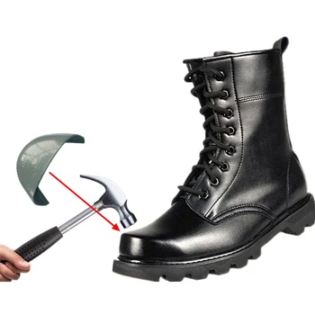 

Steel Toe Men Military Boots Leather Safety Shoes For Men Spring Fashion Lace Up Jason Martins Boots Platform Motorcycle Boots