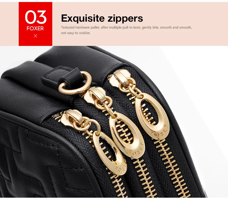 FOXER, Женская квадратная сумка через плечо, три уровня, Большая вместительная дизайнерская сумка на плечо, вязанные лямки, женская маленькая сумка с клапаном