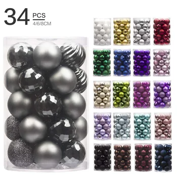 

34pcs Christmas Ball Set 4cm Christmas Tree Ornament Ball Shaped Ball Set for 2020 Christmas