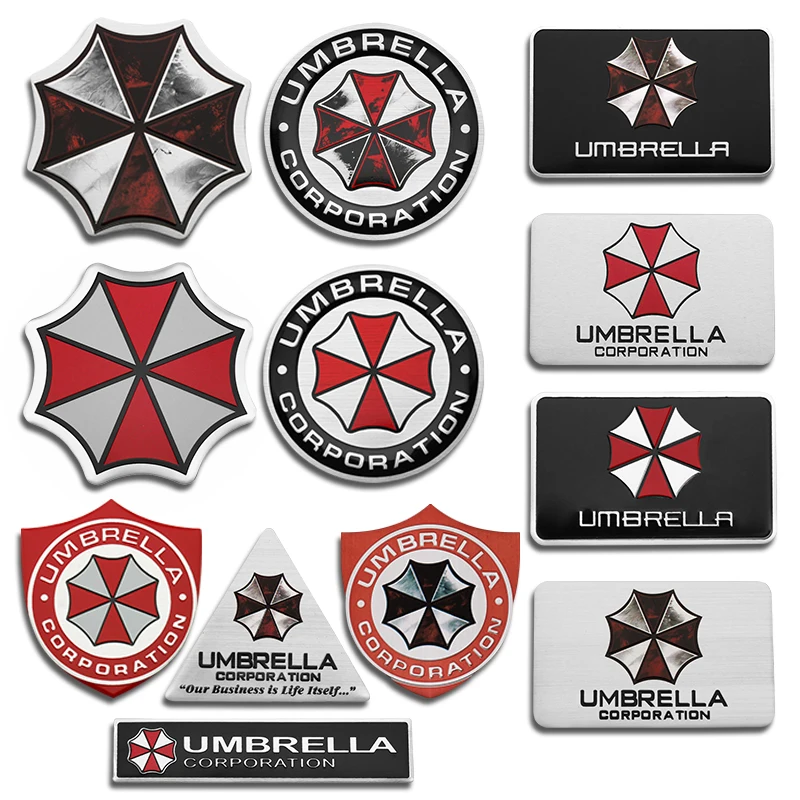1PCS Car styling 3D Aluminum alloy Umbrella corporation car stickers