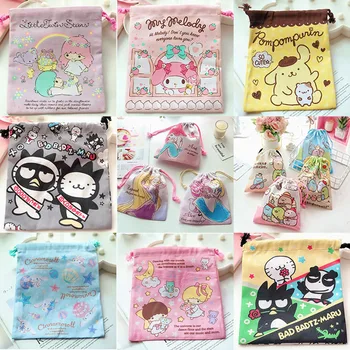 

1pc Cartoon Melody Pudding Cinnamoroll Dog Drawstring Pocket Storage Bag Princess Series Cosmetic Bag Coin Bag Figure Toys Gift