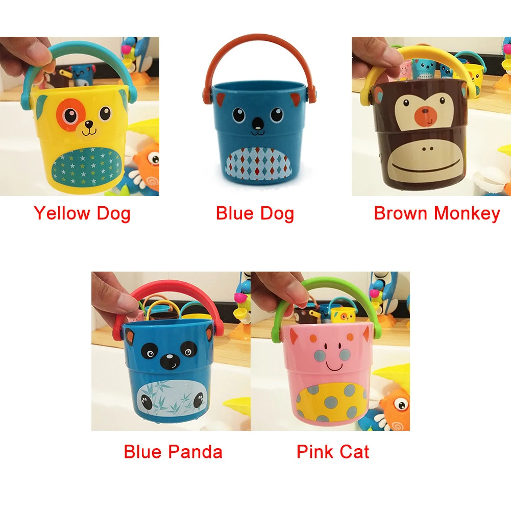 Cute Children Flow Cup Shower Tool Kids Baby Pour Bucket Water Spraying Bath Toys