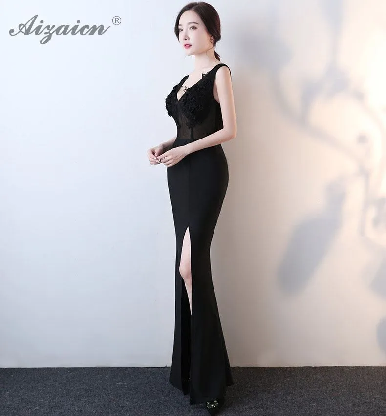 Черные сексуальные прозрачные длинные Cheongsam современные китайские вечерние платья Qi Pao женские вечерние платья в восточном стиле китайское платье Qipao