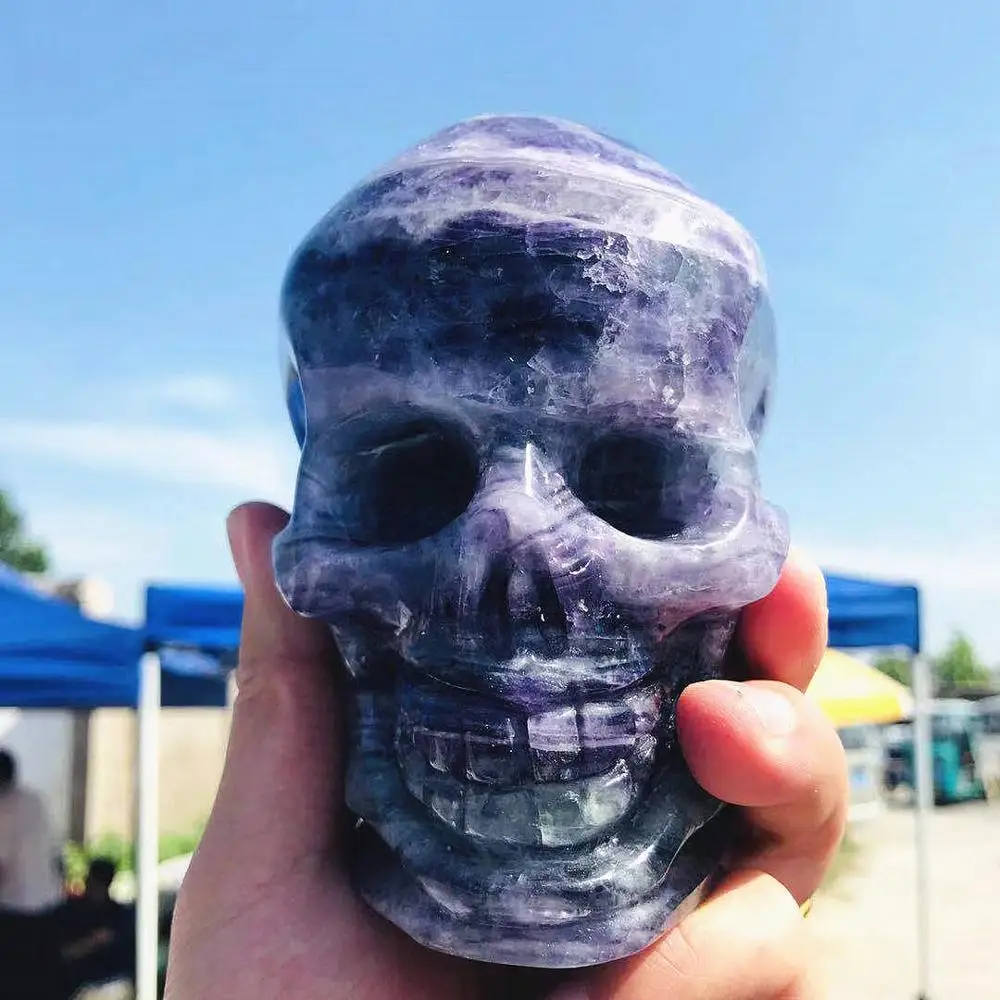 

Decoraciуn del hogar de Halloween de fluorita minerales naturales calaveras de cuarzo de cristal de cuarzo