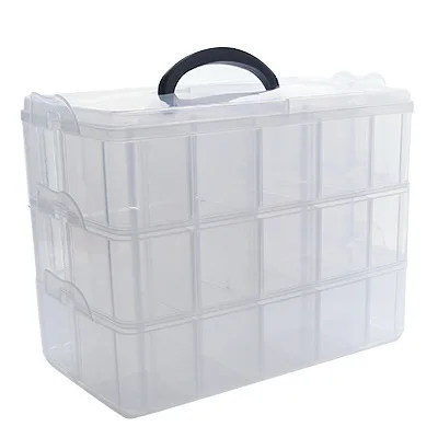 18/30 сетки трехслойная пластиковая коробка для хранения Дети DIY Скрапбукинг канцелярский контейнер прозрачный ремесло органайзер для бумаг - Цвет: large