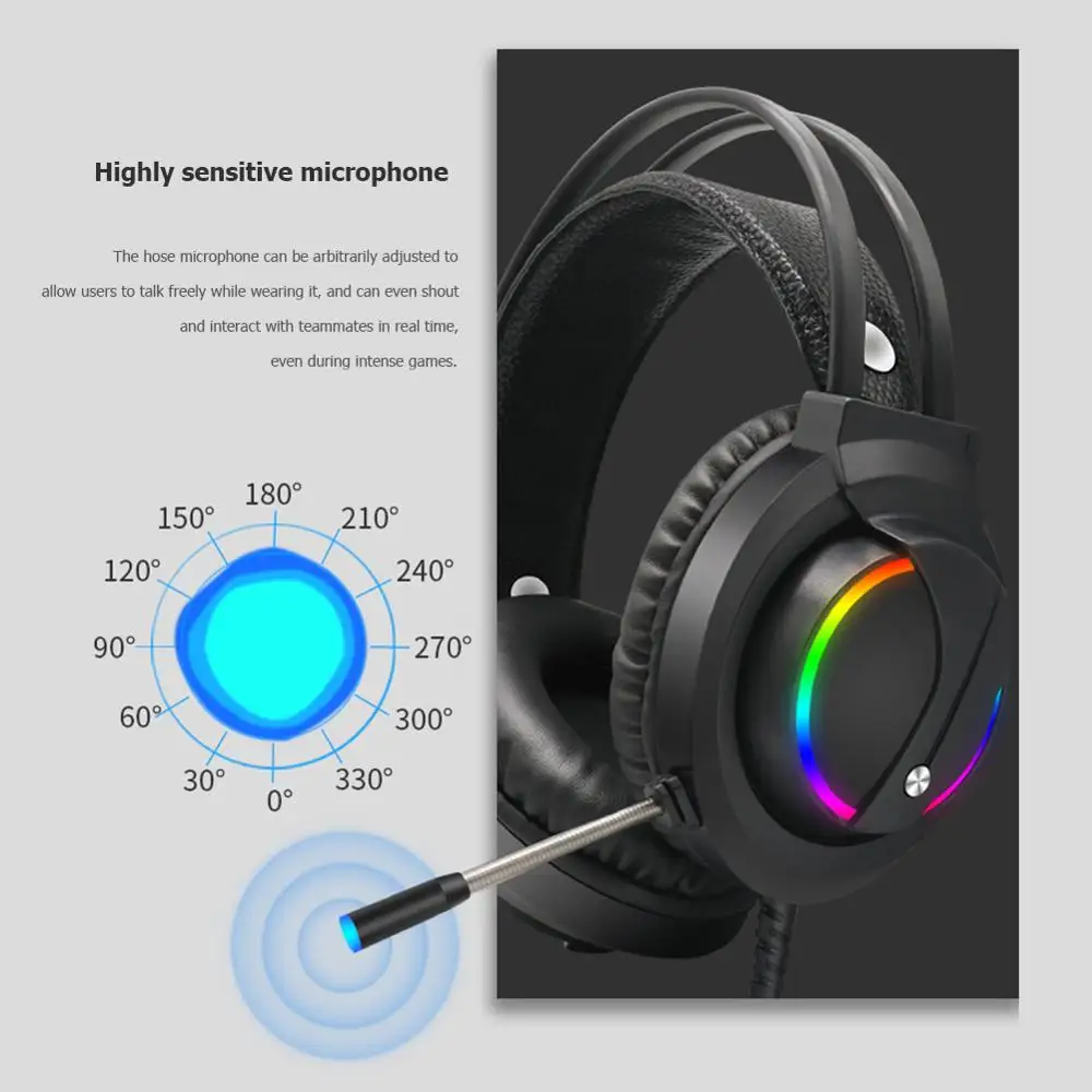 2020 new K1 RGB 7 1 Sound USB Wired Headset Over Ear Gaming Headphone w Microphone Professional Gaming Headphone