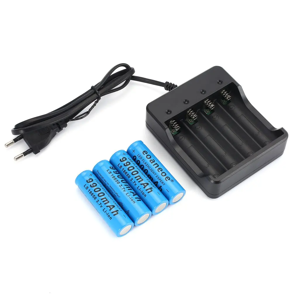 blue EUEU Желтый Прочный 3,7 V 18650 батареи 9900mAh литий-ионная аккумуляторная батарея для фонарика+ США зарядное устройство - Цвет: blue