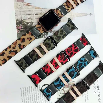 

Luxury Leopard Print Leather Strap for Apple Watch Band Series 5 4 3 2 WatchBand Men/Women Bracelet 38mm 42mm 40mm 44mm Belt