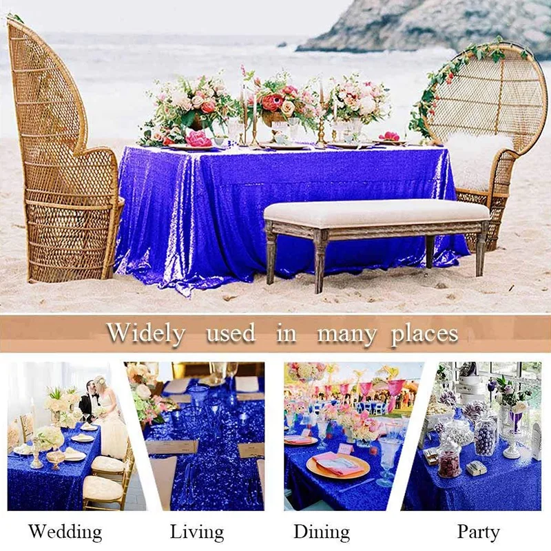Блестящая скатерть с блестками-Королевская Blue-48X72-Inch, прямоугольные скатерти с блестками, скатерть с блестками(Royal Blu