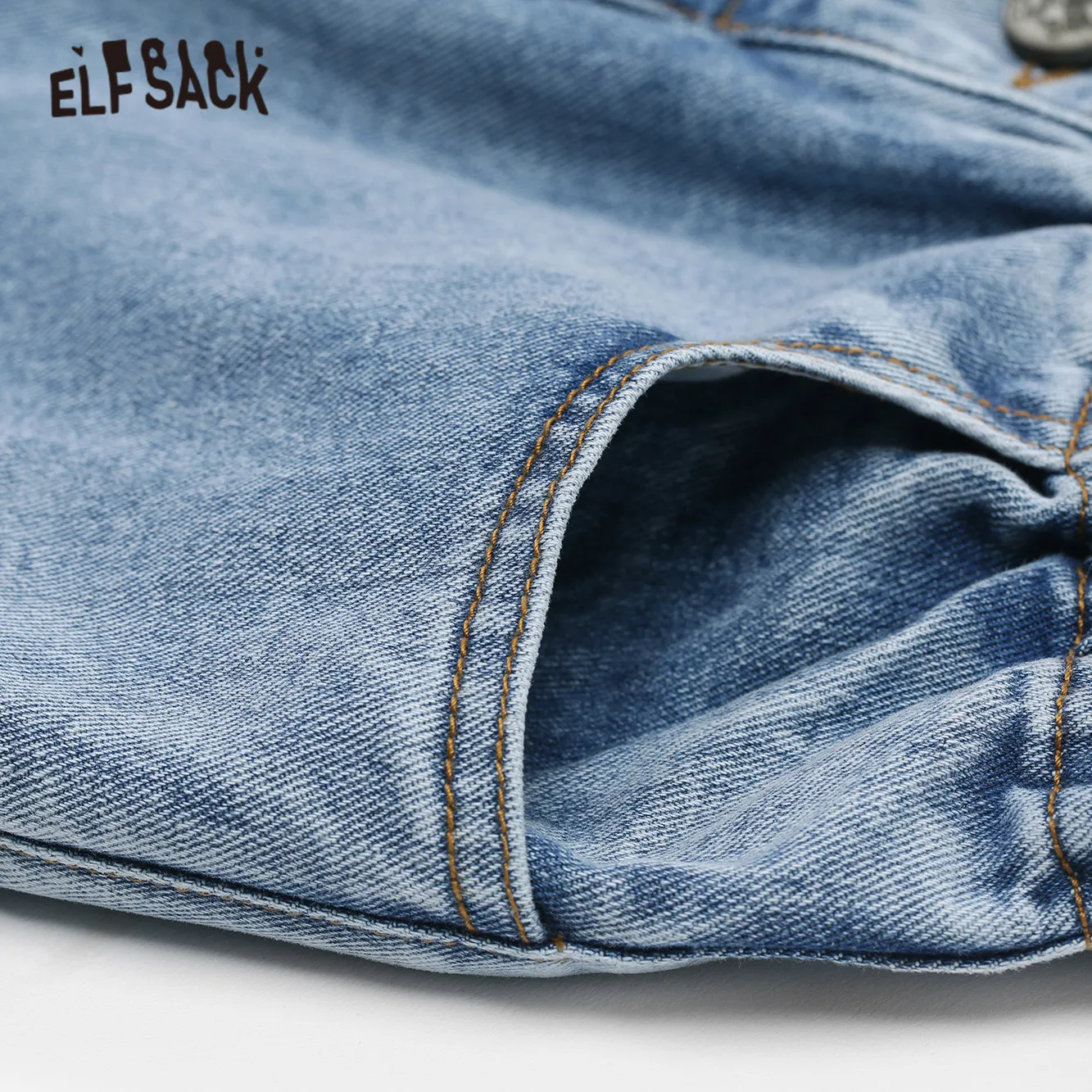 ELFSACK синие одноцветные с вырезами оборкой эластичная резинка на талии