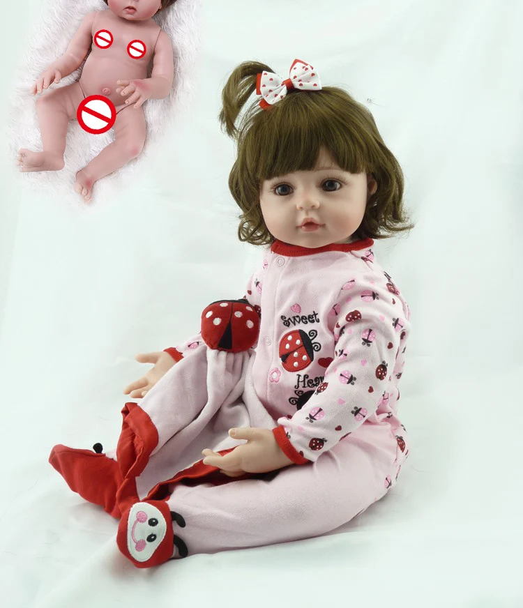 NPK кукла 48 см полный корпус силиконовые куклы reborn baby куклы реалистичные для маленьких девочек bebe reborn мягкие игрушки, куклы для ванной подарок - Цвет: Girl beetle