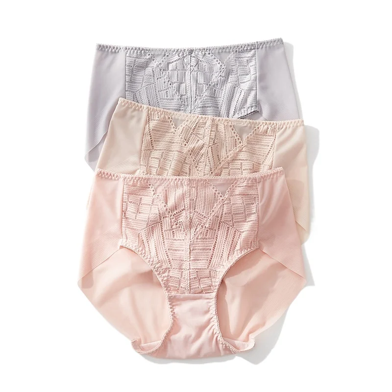 

3pcs/set Sexy Hollow Seamless Panties for Women Underwear Pure Cotton Intimates Lingerie Middle-Waist Briefs XXXL