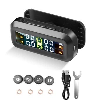 Kit di sicurezza per la guida automatica del parabrezza con 4 sensori sistema di monitoraggio della pressione dei pneumatici Auto solare TPMS Display in tempo reale
