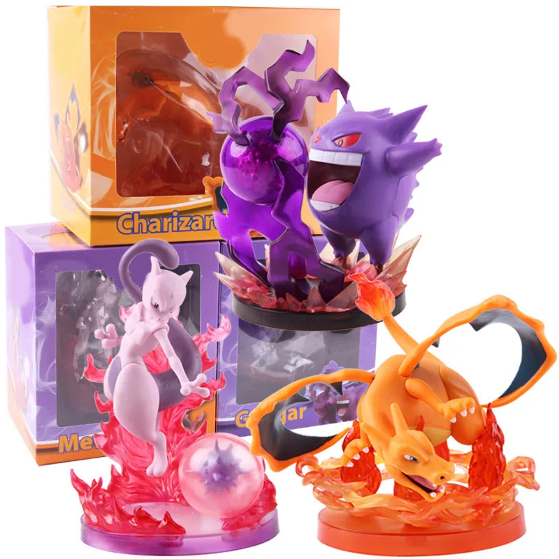 Аниме мультфильм монстр Mewtwo Gengar Charizard Фигурки ПВХ Acrion фигурка Коллекционная модель игрушки
