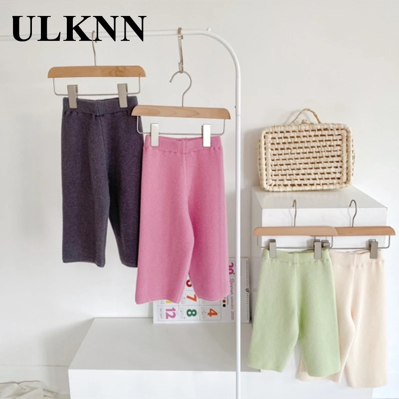

ULKNN Autumn Winter Fashion Pants Warm Solid Color Trousers For Girls High Elastic Wide Leg Casual Pants Children Clothing Kids