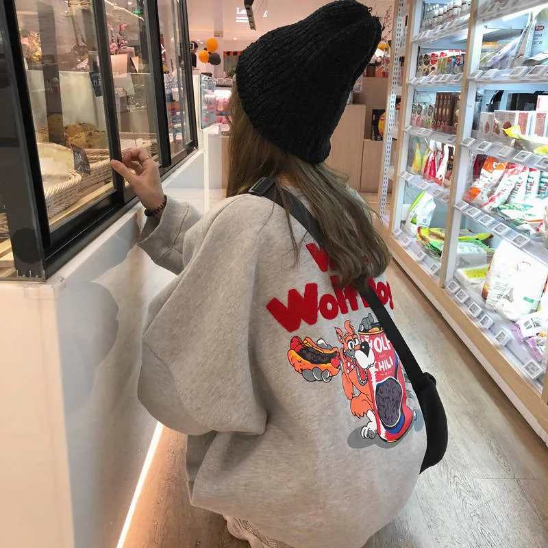 2 Harajuku/японская Женская толстовка с капюшоном; забавные корейские Топы; женская и мужская одежда; пуловер с длинными рукавами; Свободный джемпер; толстовка с капюшоном для девочек - Цвет: 2